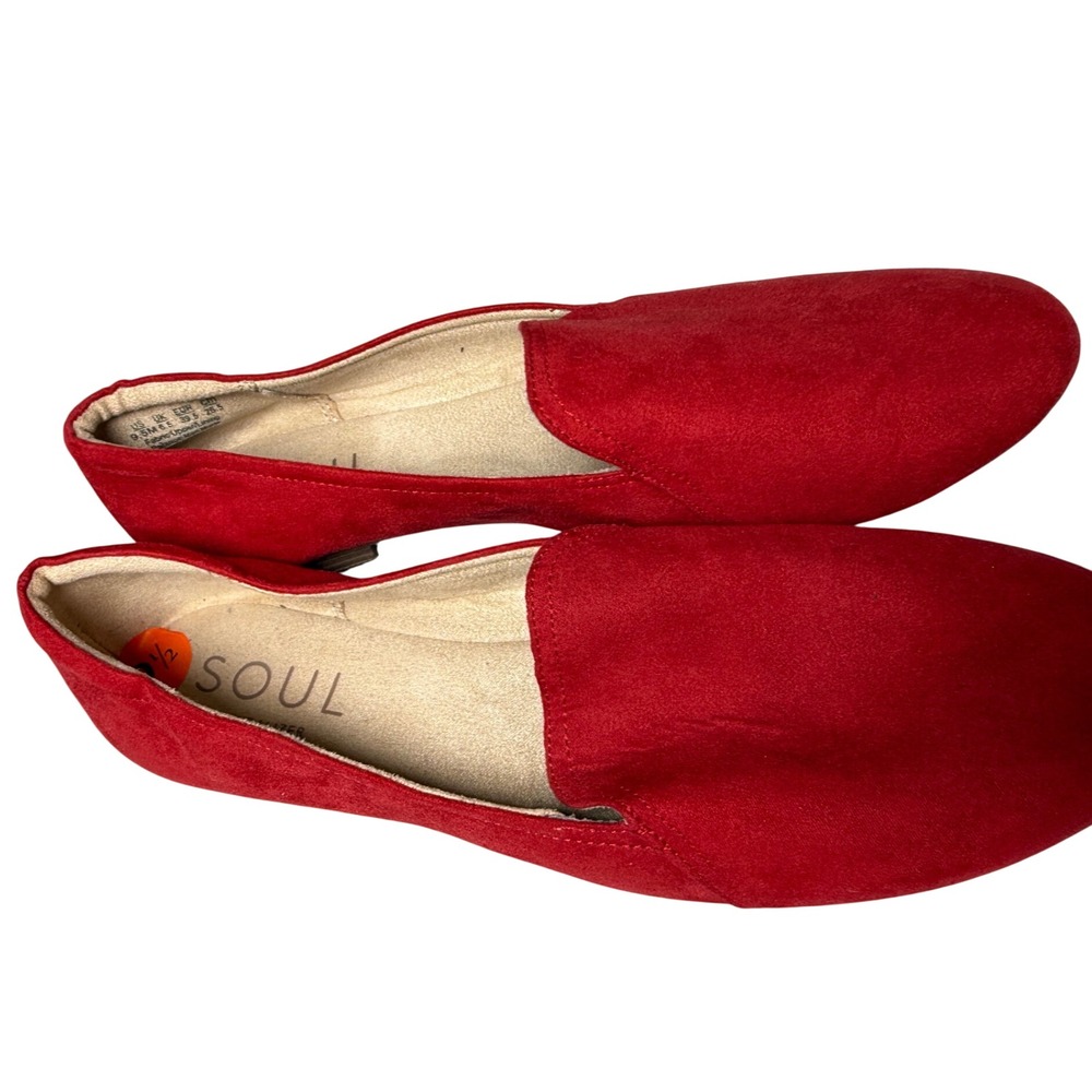 Soul Naturalizer Red Faux Suede Slip On‎ Loafers Flats Womens 9.5M